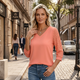 Aura | Hollow Lace Three-Quarter Sleeve Top