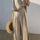 Kaelis | Khaki Sleeveless Two-Piece Set