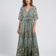 Evade | Floral V Neck Short Sleeve Maxi Dress