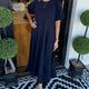 Maurine - Chic Puff Sleeve Round Neck Maxi Dress